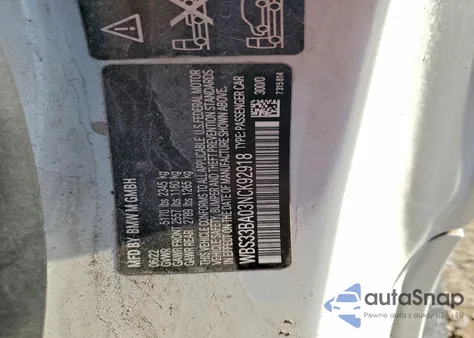 2022 BMW M4 Competition z USA, uszkodzony, nr VIN WBS33BA03NCK92918